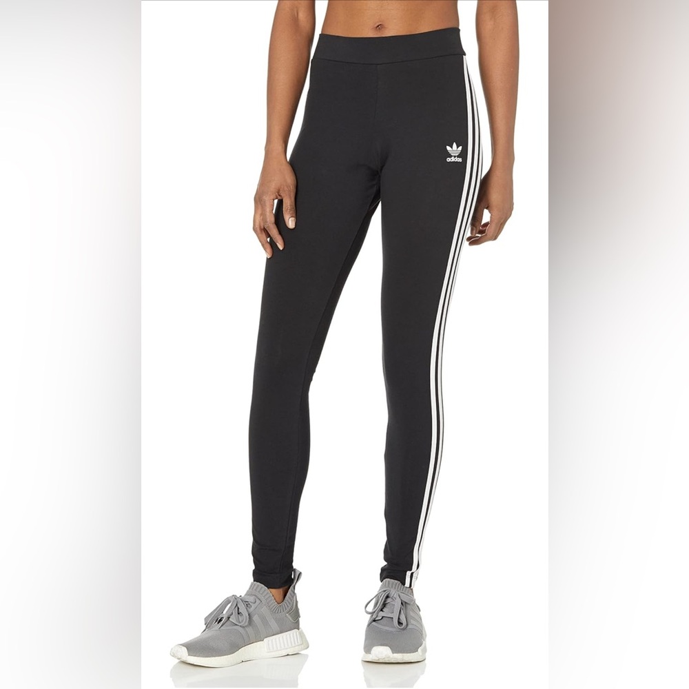 Adidas 3 Stripe Black and White Leggings
